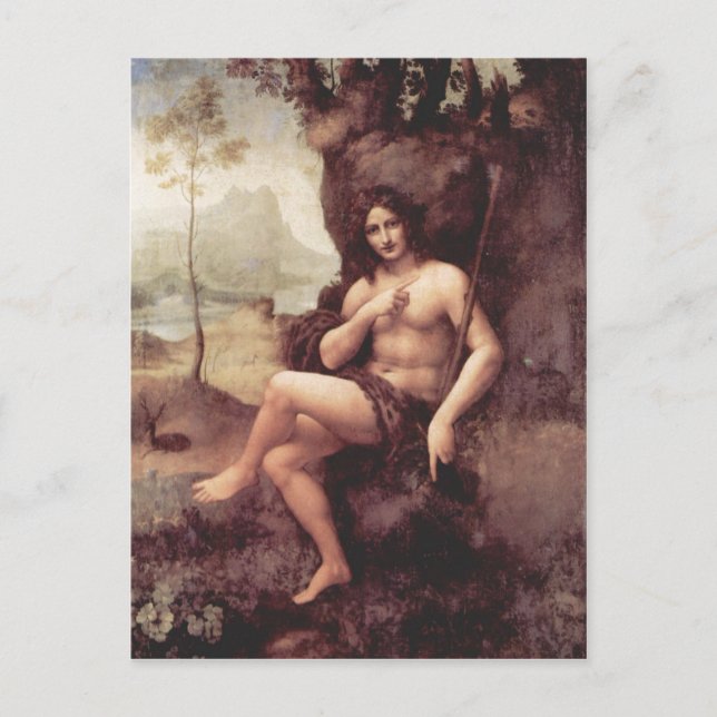 Postal Leonardo da Vinci Bachus 1511-1515 Técnica Holz (Anverso)