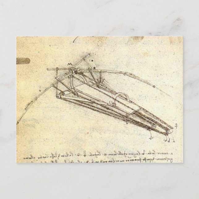 Postal Leonardo da Vinci - Diseño para una máquina volado (Anverso)