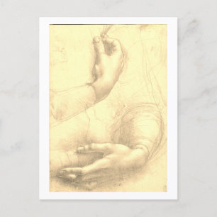 Postal Leonardo da Vinci, estudio de las manos de una muj