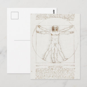 Postal Leonardo da Vinci Hombre de Vitruvio Arte Antiguo 