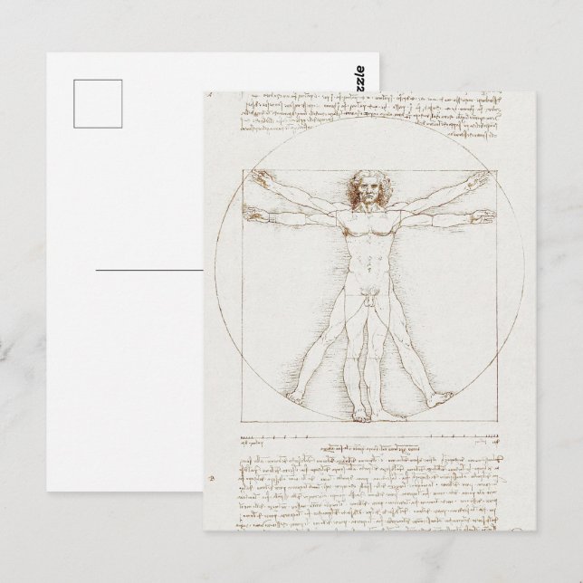 Postal Leonardo da Vinci Hombre de Vitruvio Arte Antiguo  (Anverso / Reverso)