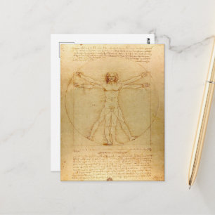 Postal Leonardo Da Vinci, Hombre de Vitruvio, Proporción 