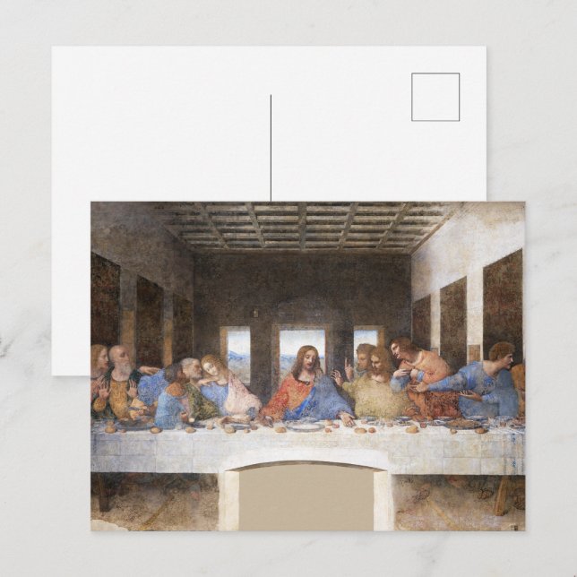 Postal Leonardo da Vinci La Última Cena Arte Fino (Anverso / Reverso)