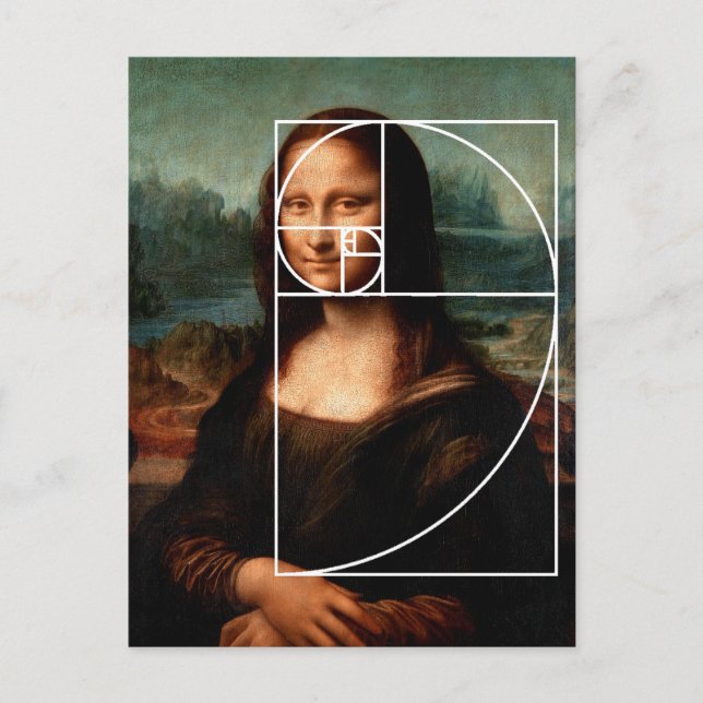 Postal Leonardo da Vinci Mona Lisa Fibonacci Sequence (Anverso)