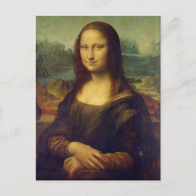 Postal Leonardo da Vinci - Pintura de la Mona Lisa (Anverso)