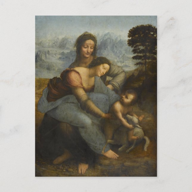 Postal Leonardo Da Vinci - Virgen Y Niño Con Saint (Anverso)
