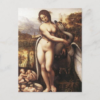 Postal Leonardo DaVinci - Leda y el cisne