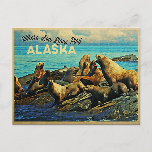 Postal Leones del mar de Alaska (Anverso)