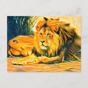 Postal Leones en reposo