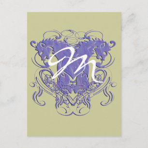 Postal Leones vintage con Swirls 4 Cabeceras y Giro Círcu