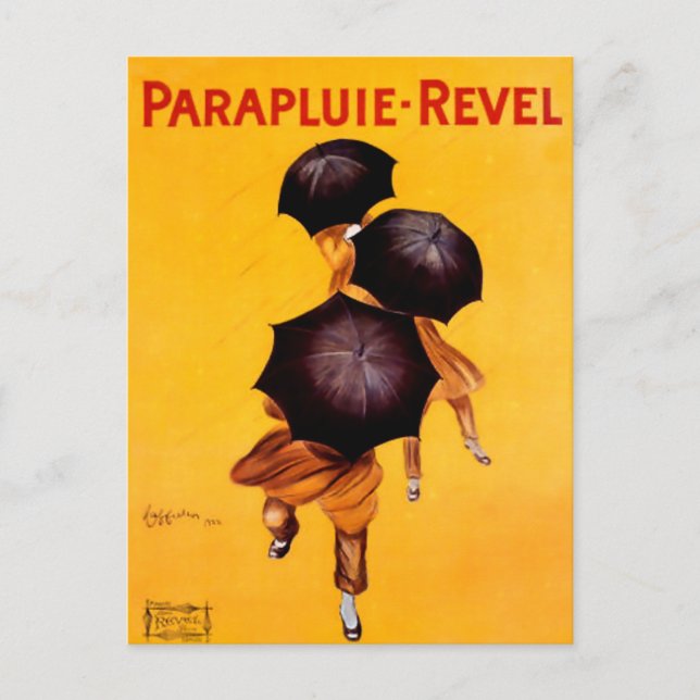 Postal Leonetto Cappiello Revel Publicidad de paraguas (Anverso)