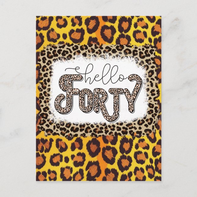 Postal Leopard Animal Print 40th Birthday Card Stylish (Anverso)