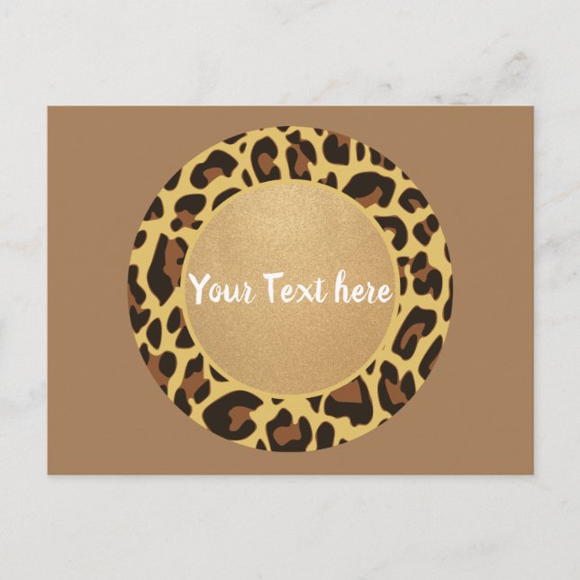 Postal Leopard Animal Print Pattern Círculo Moda Belleza (Anverso)