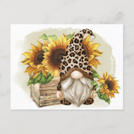 Postal Leopard Gnome Sunflowers