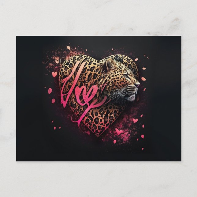 Postal Leopard Heart Love Graffiti Art (Anverso)