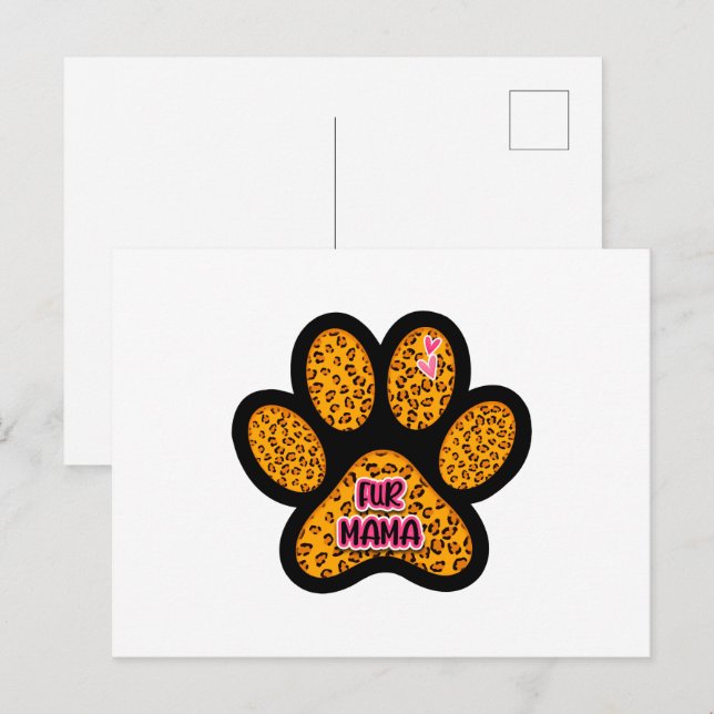Postal Leopard Paw Print Fur Mama Dog Cat Aovers (Anverso / Reverso)