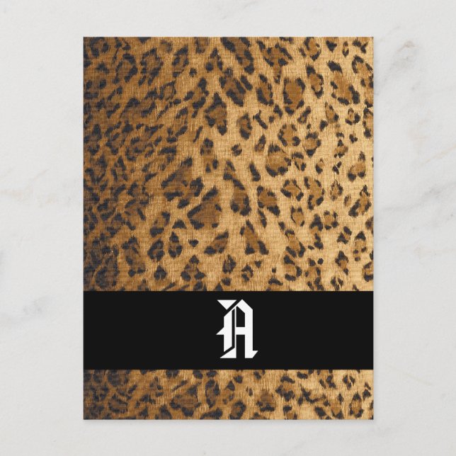 Postal Leopard Print A monogram initis Postcard (Anverso)