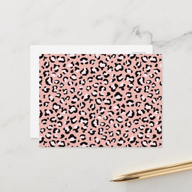 Postal Leopard Print, Leopard Spots, Pink Leopard (Anverso/Reverso In Situ)