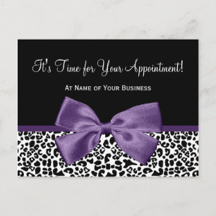 Postal Leopard Purple Ribbon Salon Nombrado Recordatorio
