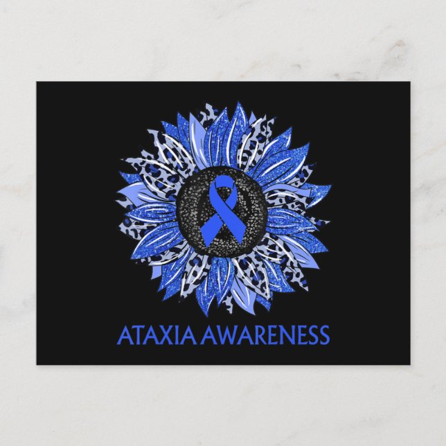 Postal Leopard Sunflower Ataxia Awareness Blue Ribbon Sup (Anverso)