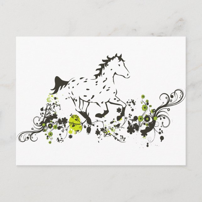 Postal Leopardo Appaloosa con impresión floral (Anverso)