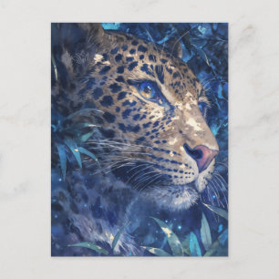 Postal Leopardo Asomándose a Través de la Jungla de Acuar