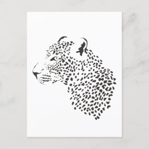 Postal Leopardo Blanco Y Negro