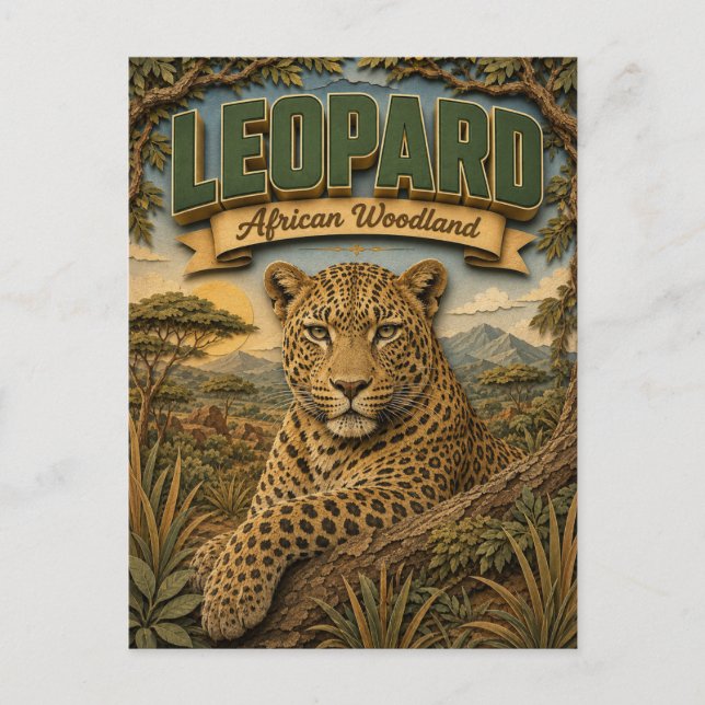 Postal Leopardo Bosque Africano POPCUT (Anverso)
