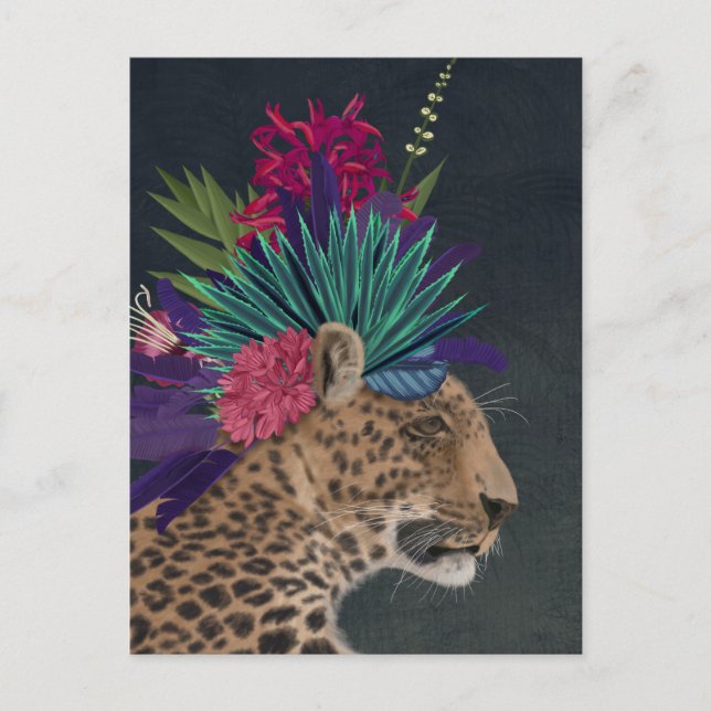 Postal Leopardo con la cabeza tropical (Anverso)