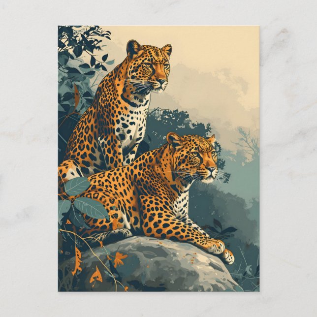 Postal Leopardo de época (Anverso)