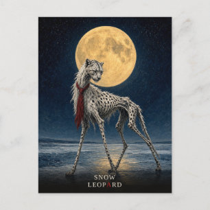 Postal Leopardo de las Nieves Corbata gótico Surrealista
