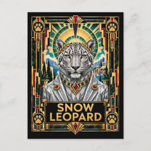 Postal Leopardo de las Nieves, Fauna Art Déco