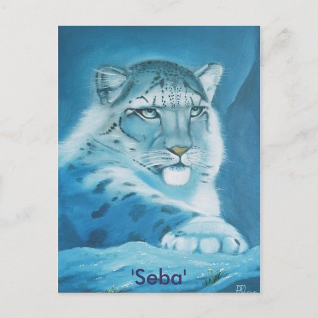 Postal leopardo de las nieves, 'Seba' (Anverso)