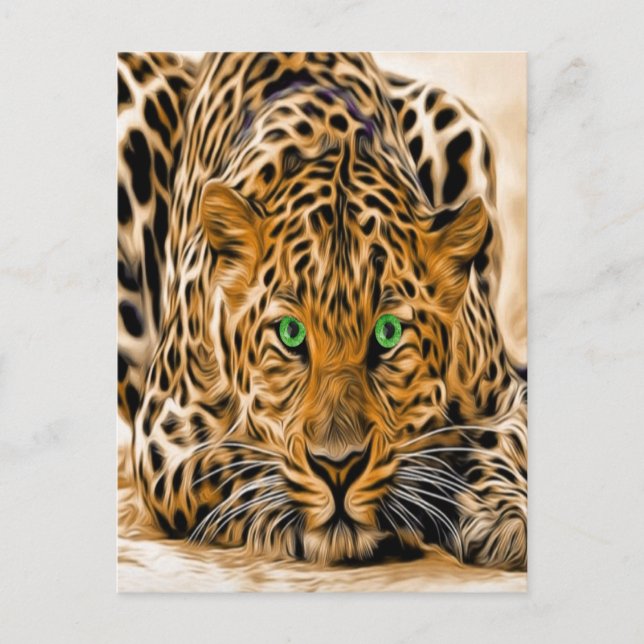 Postal Leopardo de ojos verde (Anverso)