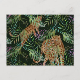 Postal Leopardos exóticos cazando en la jungla