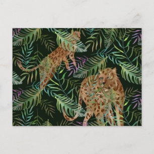 Postal Leopardos exóticos cazando en la jungla