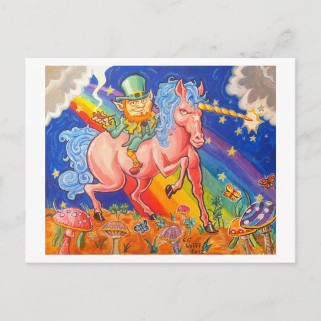 Postal Leprachaun con piedras (Anverso)