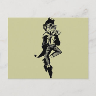Postal Leprechaun con flauta