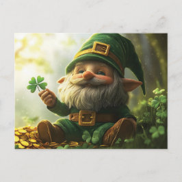 Postal Leprechaun de gnomo lindo con rocas de champú y tr