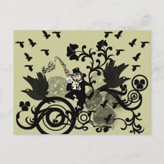 Postal Leprechaun en negro