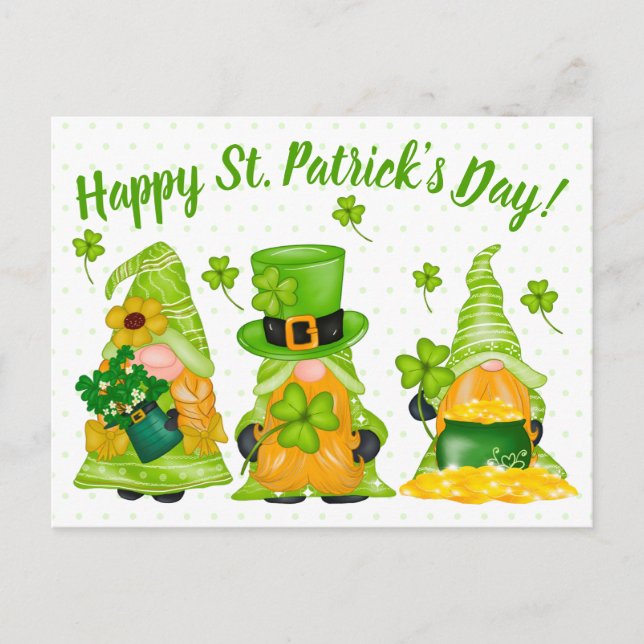 Postal Leprechaun Gnome Dots Happy St. Patrick's Day Post (Anverso)