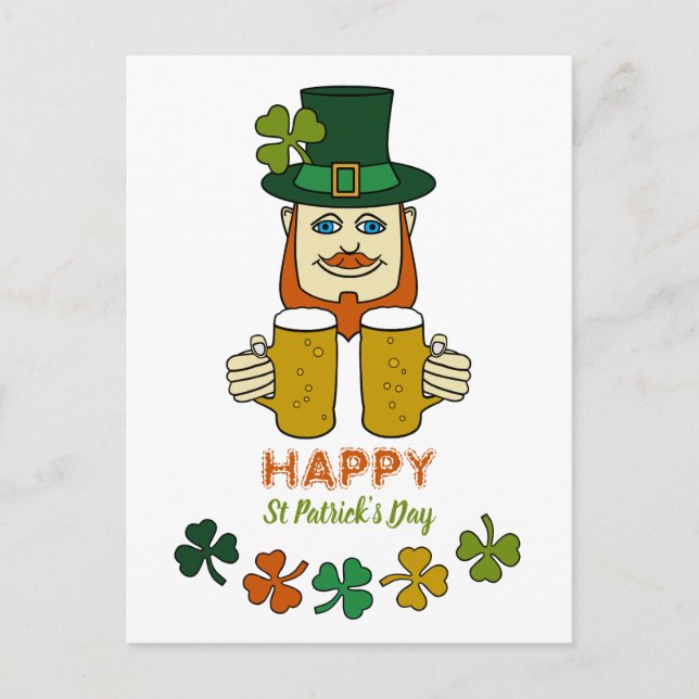 Postal Leprechaun irlandés, Día de San Patricio (Anverso)
