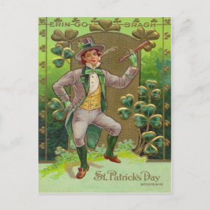 Postal Leprechaun Shamrock Shillelagh Clay Pipe