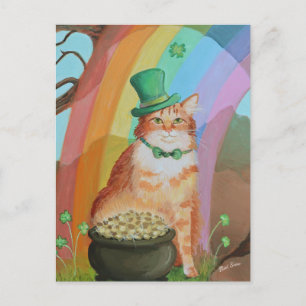 Postal Leprechaun St. Patrick's Day Tabby Cat