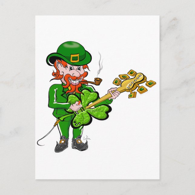Postal Leprechaun Tocando Guitarra (Anverso)