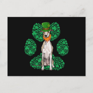 Postal Leprechaun Whippet St Patricks Day Shamrock Paw