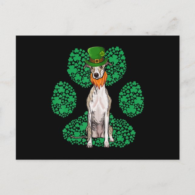 Postal Leprechaun Whippet St Patricks Day Shamrock Paw (Anverso)