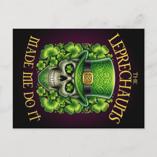 Postal Leprechauns Made Me Do It Skull Shamrock Saint Pat