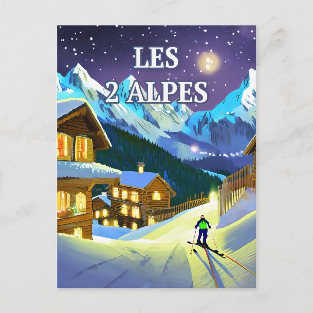 Postal Les 2 Alpes : Éclat Montagnard, Aventure Hivernale (Anverso)