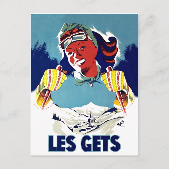 Postal Les gets, Francia, deporte de esquí de invierno, v (Anverso)